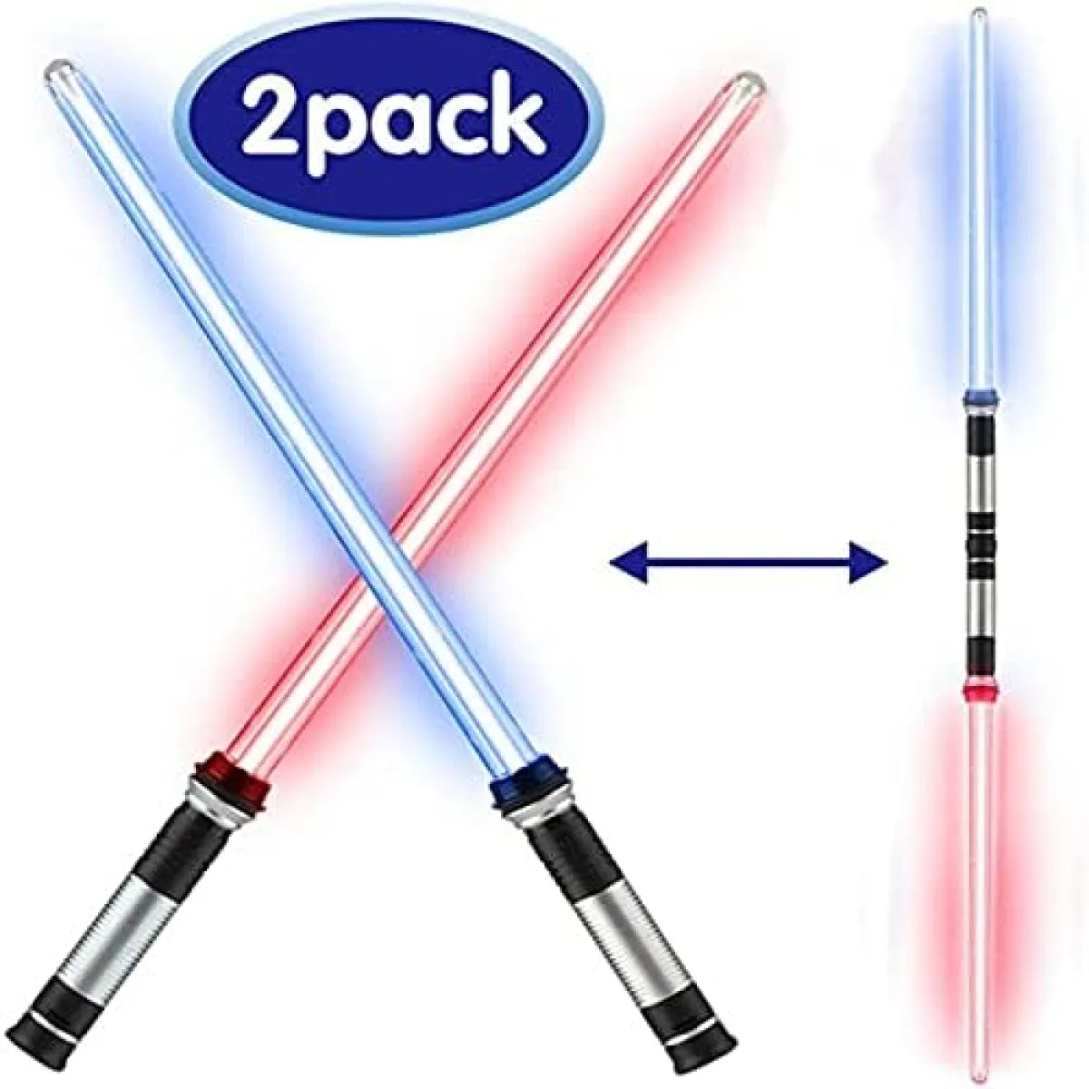 Retractable LED Lightsabers - 2 Pack