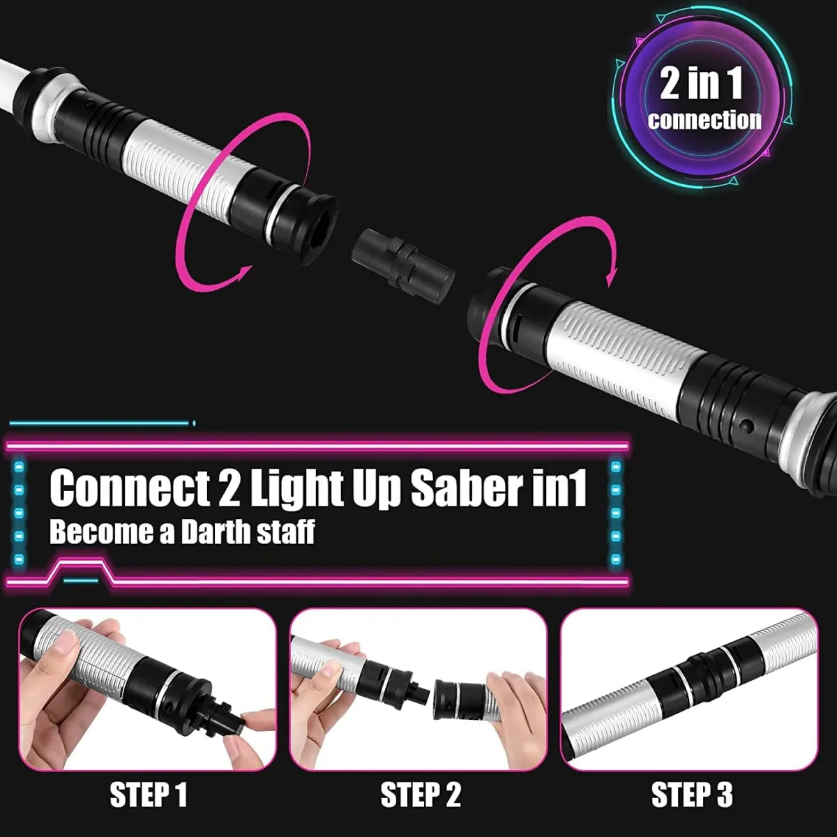 Retractable LED Lightsabers - 2 Pack