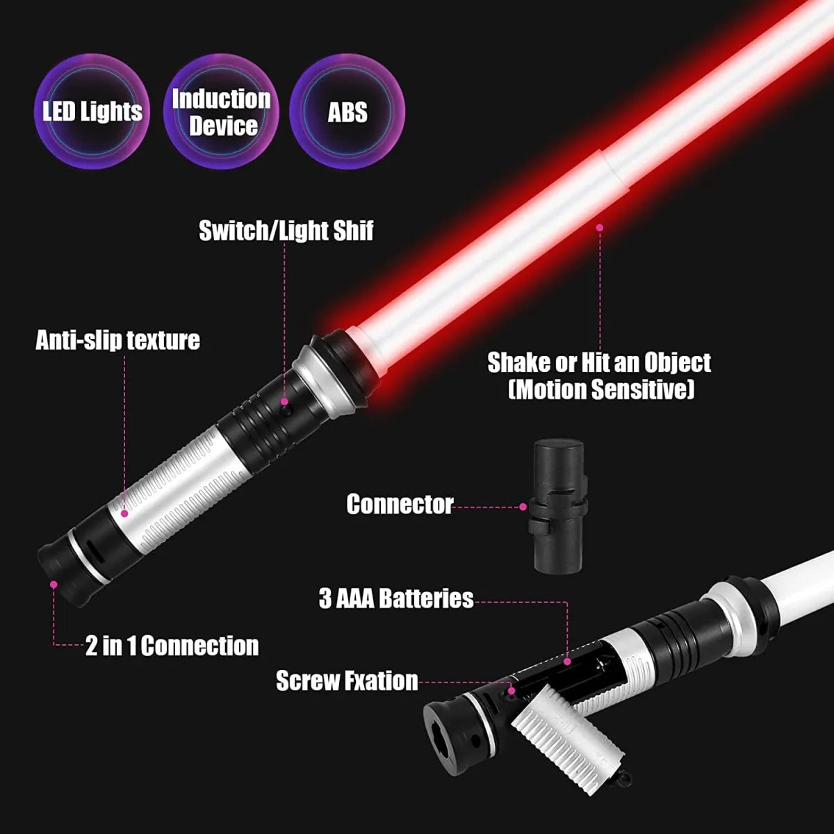 Retractable LED Lightsabers - 2 Pack